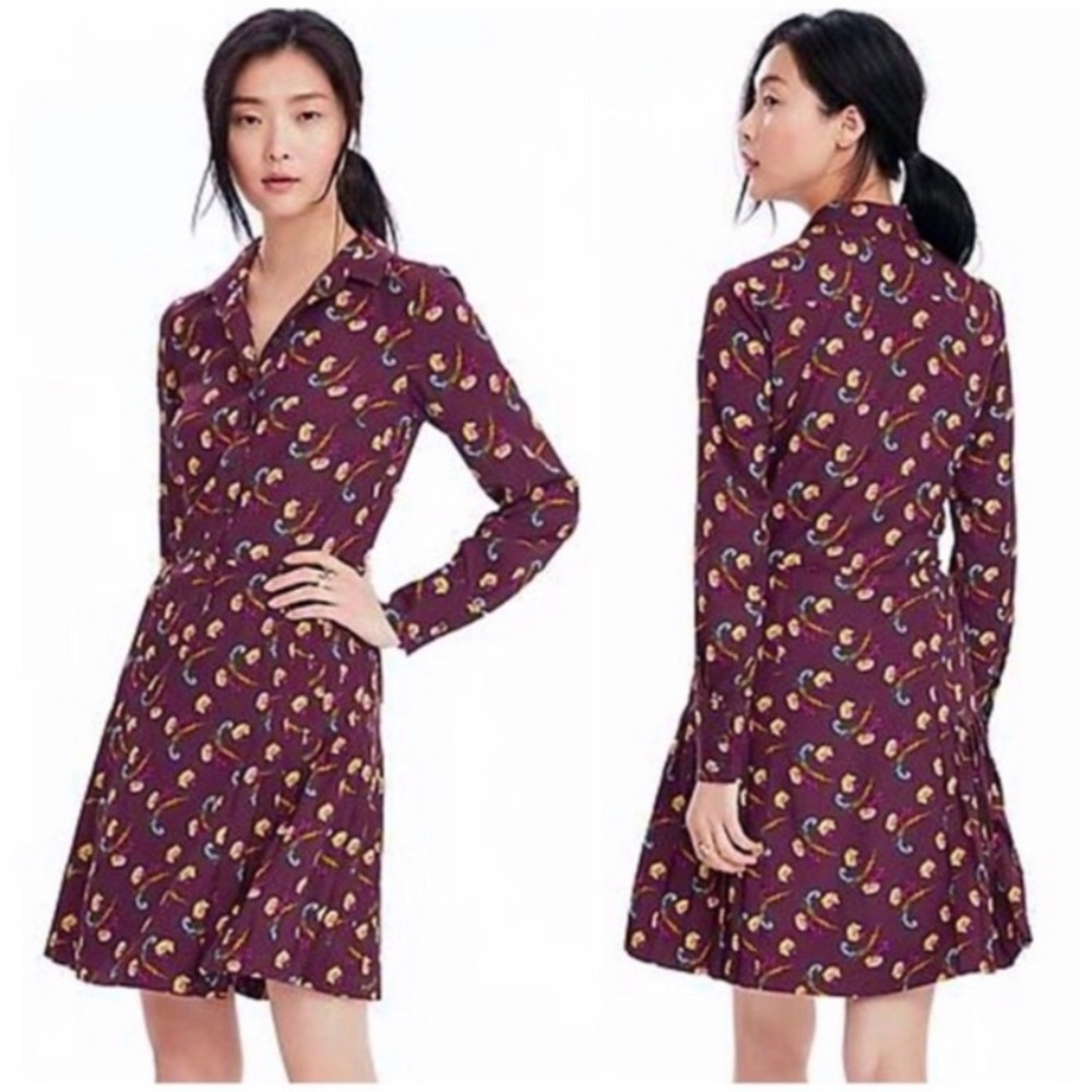 Banana Republic Pleated Paisley shirtdress